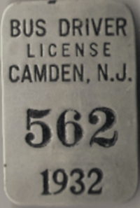 Camden New Jersey 1932 Bus Driver License