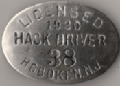 Hoboken New Jersey 1920 Licensed Hack Driver