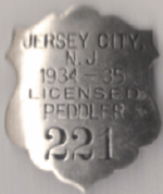 1934/35 Jersey City New Jersey Licensed Vendor