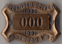 Lakewood New Jersey 1930/31 Sample Licensed Driver