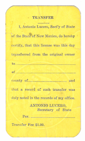1916 Owner/Driver License detail