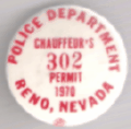1970 Reno Nevada Chauffeur's Permit