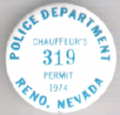 1974 Reno Nevada Chauffeur's Permit