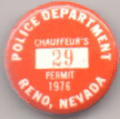 1976 Reno Nevada Chauffeur's Permit