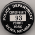 1980 Reno Nevada Chauffeur's Permit