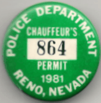1981 Reno Nevada Chauffeur's Permit