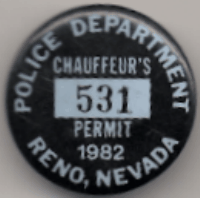 1982 Reno Nevada Chauffeur's Permit