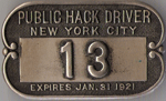 1920/21 New York City Public Hack Driver
