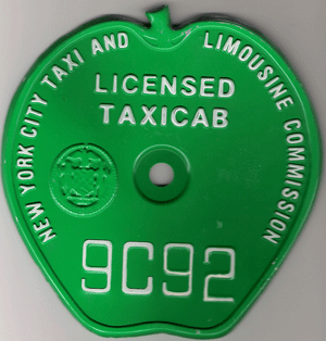New York Licensed Taxicab Medallion 1972?