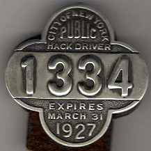 1926/27 New York Public Hack Driver