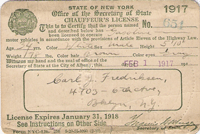 1917 New York Chauffeur License