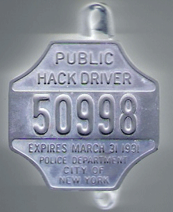 1930/31 New York City Public Hack Driver