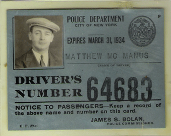 1933/34 New York Cab Card