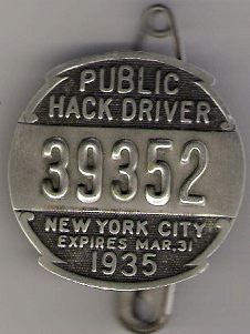1934/35 New York City Public Hack Driver