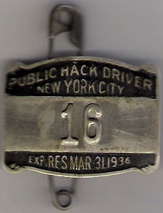 1935/36 New York City Public Hack Driver