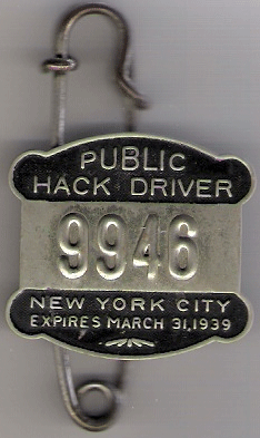 1938/39 New York Public Hack Driver
