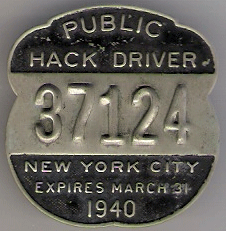 1939/40 New York City Public Hack Driver