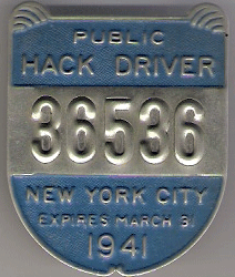 1941 New York Public Hack Driver