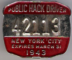 1942/43 New York City Public Hack Driver