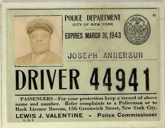 1942/43 New York Cab Card matching