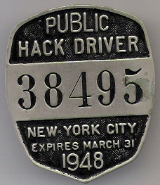 1947/48 New York Public Hack Driver