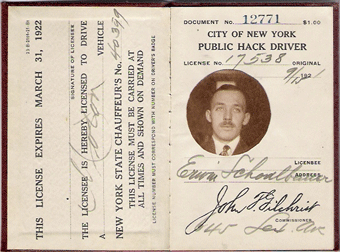1921/22 New York Hack License Matches 40399