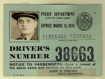 1934/35 New York Cab Card matching