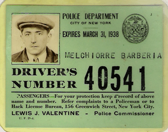 1937/38 New York Hack License