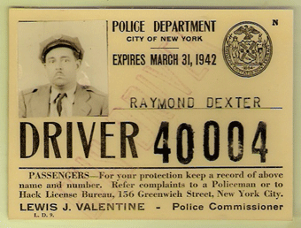 1941/42 New York Hack License