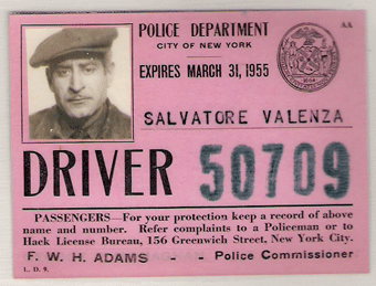 1954/55 New York Taxi License