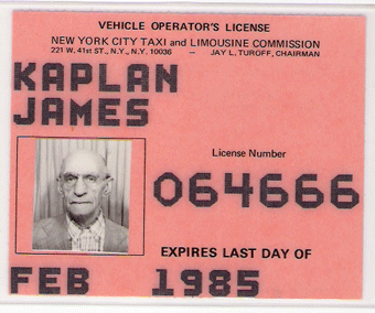 1984/85 New York Hack License