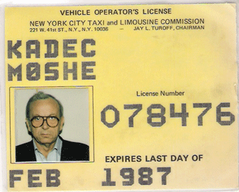 1986/87 New York Taxi License