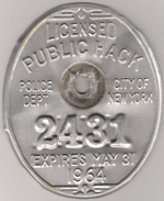 1963/64 New York Licensed Public Hack Medallion