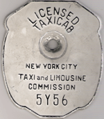 New York Licensed Taxicab Medallion 1956?
