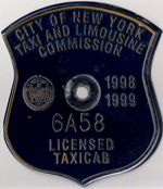 1998/99 New York Licensed Taxicab Medallion