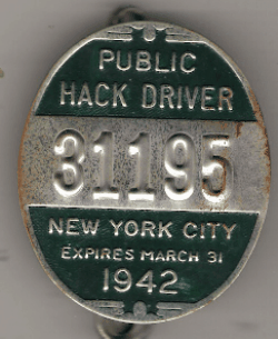 1941/42 New York Public Hack Driver