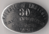 Endicott 1950 Taxi Driver's License