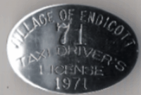 Endicott 1971 Taxi Driver's License