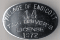 Endicott 1972 Taxi Driver's License
