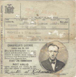 Rochester 1924 Chauffeur License