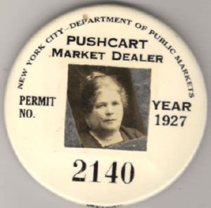 1927 New York City Department of Public Markets Pushcart Market Dealer
