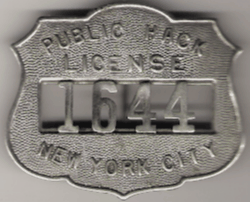 1910/1911 New York City Public Hack License