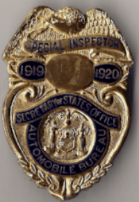 New York Motor Vehicle Special Inspector 1919/1920 No Numbers