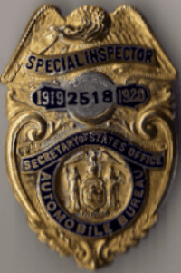 New York Motor Vehicle Special Inspector 1919/1920