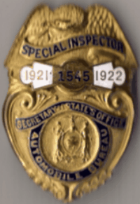 New York Motor Vehicle Special Inspector 1921/22
