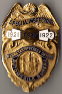 New York Motor Vehicle Special Inspector 1921/1922