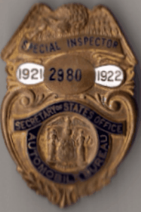New York Motor Vehicle Special Inspector 1921/1922
