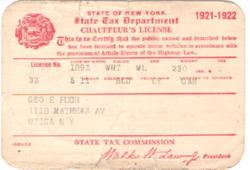 George E. Pugh 1921/22 Chauffeur License front