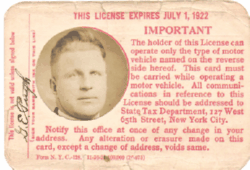 George E. Pugh 1921/22 Chauffeur License back