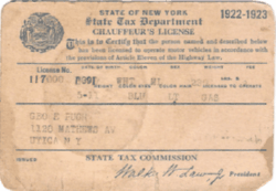 George E. Pugh 1922/23 Chauffeur License front